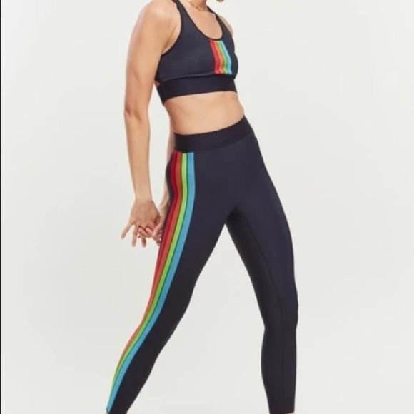ultracor Pants - ULTRACOR x Soul Cycle Triple Stripe Sz S Black Rainbow